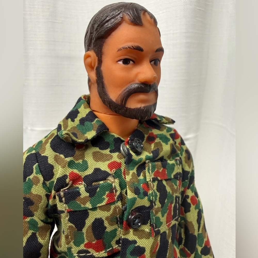Vintage 12” Action Figure Military Camo Outfit Bearded Soldier - Picture 3 of 4
